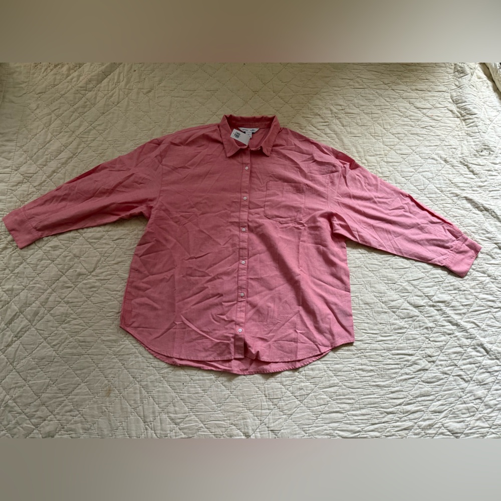 Old Navy Red Boyfriend Button-Up Shirt - 100% Cotton